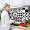 Crédence adhésive cuisine PVC 190_x_60_cm Carreaux noir et blanc Rouleau adhesif decoratif 100% fabriqué en Italie, avec encre non toxique, ignifuge et résistant à l'eau