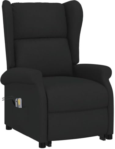 vidaXL Massagesessel, Elektrischer Sessel mit Aufstehhilfe, Relaxsessel mit Liegefunktion Vibrationsfunktion, Fernsehsessel Aufstehsessel, Schwarz Stoff