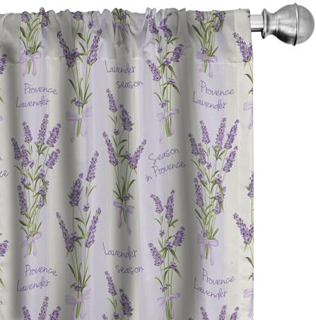 ABAKUHAUS Lavendel Vorhänge, Gardinen, Streifen und Blumen, Fensterbehandlungen für Wohnzimmer Schlafzimmer Dekor, 2 Stück 75 cm b x 225 cm h, Lila