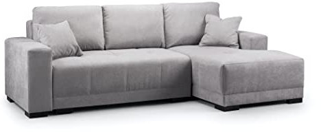 Honeypot Sofabed - Cimiano Corner Sofa Bed with Storage - Grey Fabric Couch with Pull Out Sofa Bed Chaise Lounge Couch | Setup Included | Made in EU | Built to Last (Grey, Right Hand Facing Corner)