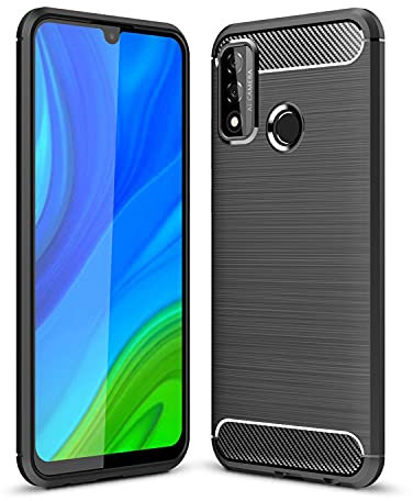 König Design Handyhülle Kompatibel mit Huawei P smart 2020 Cover TPU Case Silikon Schutz-Hülle Handy Bumper Carbon Optik Schwarz - Air Cushion Technology