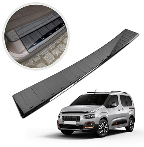 CHROMEMASTER | Ladekantenschutz Stoßstangenschutz | Kompatibel mit Citroen Berlingo 2019- ; Polierter Edelstahl, Dunkelchrom; Unsere Lackschutzleiste Sichert den Heckstoßfänger vor Kratzern