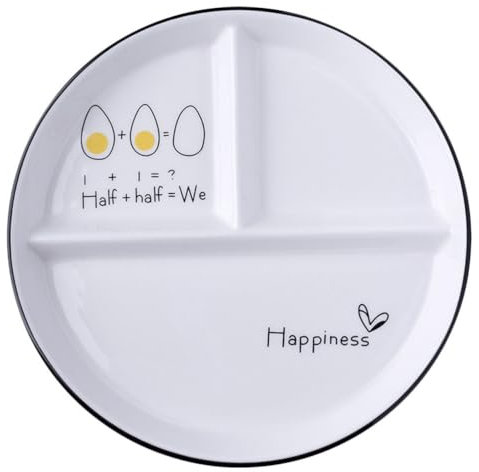 1pc Divided Ceramic Plate for Boy Girl Household Tableware Easy Clean Dining Dish Microwave Dishwasher Safe Anti-Skid Bottom for Portion Control