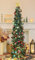 HMASYO 5FT/1.5M Pop Up Christmas Tree with Timer Lights, Green Tinsel Christmas Tree, Collapsible Artificial Pencil Tree Xmas Decoration for Indoor Home Apartment Porch Party, Easy Assembly