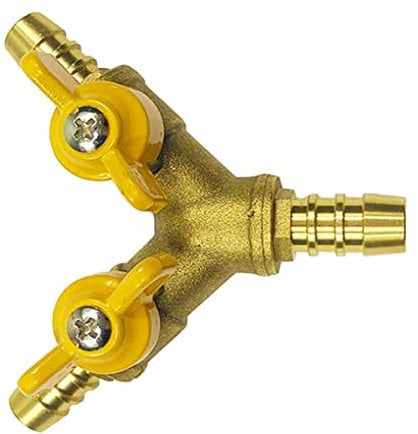 Liummrcy Y Shape Water Splitter,Three-way Valve 3 Way Hose Connector Barb Ball Valve Y Shape Water Splitter Gas Valve 2 Switch Brass Fitting Yellow
