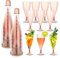 GOYADA 10PCS Plastic Champagne Glasses with Portable Storage Bottle, 150ml/5oz Reusable Plastic Champagne Flutes for Picnic, Parties, Outdoors, Wedding, Birthday, Gathering