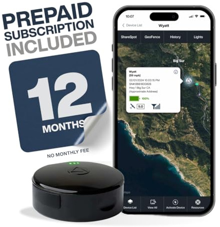 LandAirSea 54 GPS Tracker + 12-Month Prepaid Subscription. Long Battery, Magnetic, & Waterproof. Global GPS Tracker for Vehicles. Made in The USA from Domestic & Imported Parts