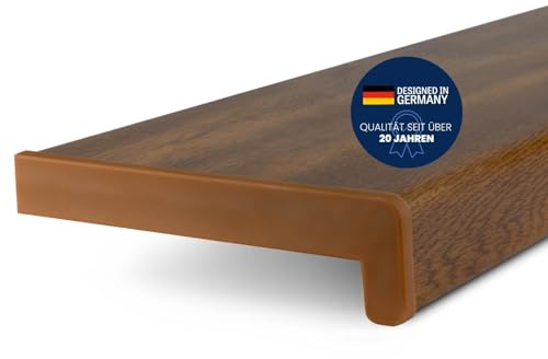TJ Fensterbank Innen Kunststoff Eiche Gold Optik / 25 x 170 cm Fensterbank inkl. Seitenabschluss/PVC Fensterbank nach Maß/Fensterbank Innen kratzfest und feuchtigkeitsundurchlässig