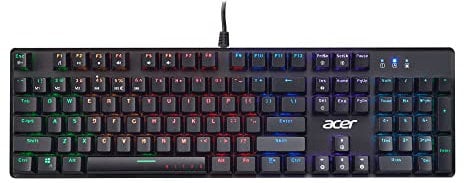 Acer Nitro Gen 2 Kabelgebundene Gaming-Tastatur - RGB beleuchtete Tastatur | 100% Anti-Ghosting (N-Key Rollover) | mechanische Achse | ergonomische Bogen-Tastenkappen | eingebettete Multimedia-Tasten