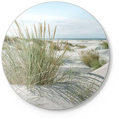 DEQORI Schneidebrett aus Glas | rund Ø30 cm | Motiv Dünen an Nordseeküste | Design Schneideplatte für Küche | Frühstücksbrett antibakteriell & rutschfest | Glasplatte & Servierplatte