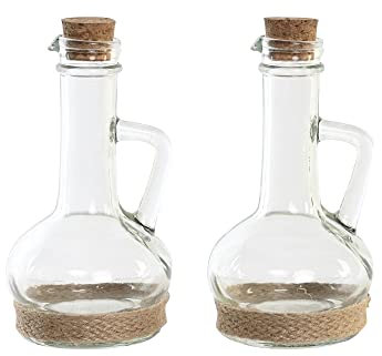 MGE - Huilier et Vinaigrier, Distributeur d'huile, Bouteille en Verre avec Bouchon en Liège, Distributeur d'huile, Bouteille pour Huile et Vinaigre, Ensemble Huilier et Vinaigrier Distributeur, 230 ml