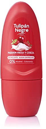 Tulpe, Schwarz, Anti-Transpirant Roll-on, Erdbeere und Kirsche, 50 ml, 0% Alkohol und Farbstoffe, kontrolliert Schweiß