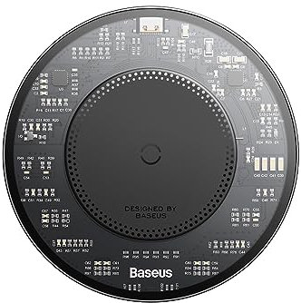 Baseus Kabelloses Ladegerät, Baseus Simple 2, kabelloses Ladegerät, unterstützt sowohl Apple- als auch Android-Geräte, 15 W, mit Typ-C-zu-Typ-C-Kabel, kompatibel mit Qi-zertifizierten Geräten,