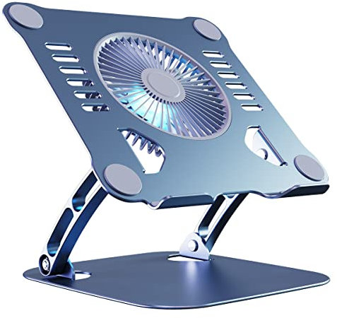 SHUWEI Soporte de refrigeración para laptop con ventilador de 3 velocidades, soporte de computadora portátil de altura ajustable para escritorio, almohadilla de refrigeración plegable ergonómica para