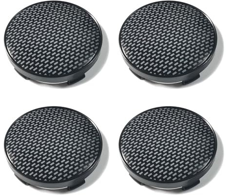PTDecals 4X 60mm Nabendeckel Radnabenkappen Felgen mit Kohlefaser-Muster Raster-Aufkleber Aufkleber für Fahrzeug Auto Universal Radnabenabdeckung Abdeckungen (SCHWARZ SCHWARZ)