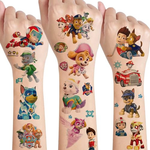 Tattoo Kinder,8 Blätter Dog Patrol Tattoo,Hautfreundliche Kindertattoos Jungen Mädchen,Wasserdicht Temporäre Tattoos Kidner,Mitgebsel Kindergeburtstag Gastgeschenke Festival Party Deko