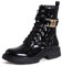 topschuhe24 2936 Damen Lack Stiefeletten Worker Biker Boots, Farbe:Schwarz, Größe:38 EU