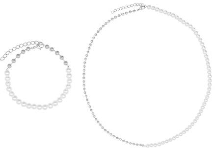 Heideman 2er Set Damen Sara aus Edelstahl silber farbend Kette und Armband mit Perlen weiß und Kugeln für Frauen