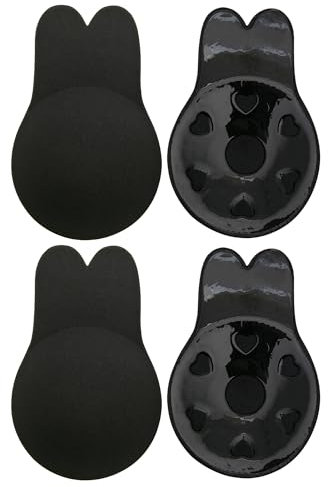 ZAIQUN 2 Pack Invisible Strapless Backless Rabbit Bra Reusable Lifting Bra Cups Backless Nipple Cover Adhesive Silicone