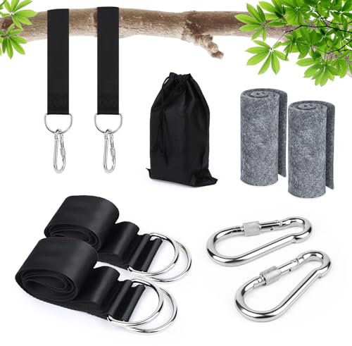 VFANDV Correas de Hamacas para Exteriores, Hamaca Correas de árbol Cinturón de Suspensión 150cm, Correas de Columpios de Árbol con Cojines de Protección de árboles para hamacas de Patio de Camping
