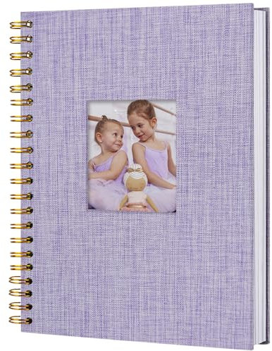 Hiwhy Scrapbook Fotoalben Leineneinband 28x20,5 cm 80 Seiten Hardcover Kraft Weiß Seiten Erinnerung Scrapbooking Buch für Hochzeit Reise Baby Dusche Gästebuch, Violett