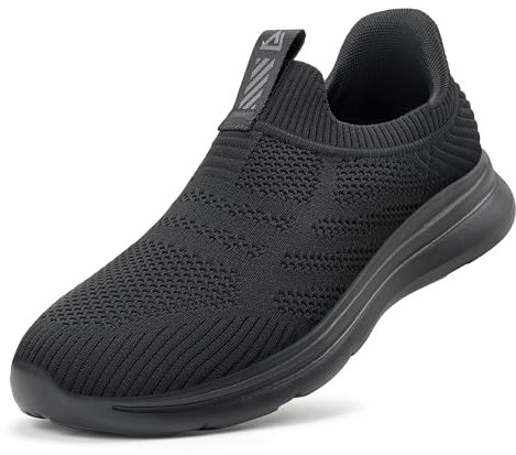 ODCKOI Sneakers Zapatillas Deportivas Manos Libres para Hombre Ligeras y Transpirables Slip In Zapatillas Deportivas para Cómodas de Malla Zapatos Casuales sin cordones-negro-43