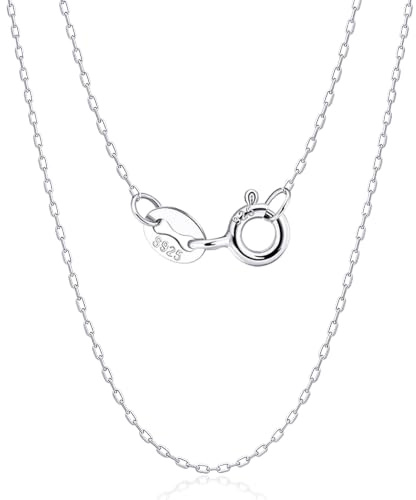 EPHSUNA 925 Sterling Silver 1 mm 14-30 Inch Fine Chains | Curb & Cable Trace Chain Necklace, Silver & 18ct Gold Plated Options