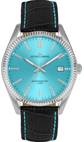 JACQUES LEMANS Damen-Armbanduhr Schwarz/Türkis 50-4S