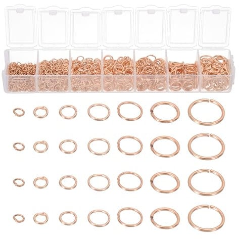 PATIKIL Jewelry Making Accessories Set, 4-10mm Open Jump Rings for Bracelet Necklace Making Findings Jewelry DIY, Rose Gold