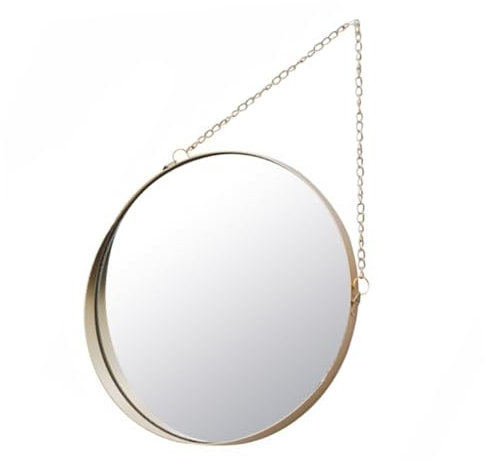 Cabilock 1 Stück Wanddekoration Hängender Spiegel Hängender Badezimmerspiegel Vintage Tür Hängender Spiegel Goldfarbener Wandspiegel Gewebter Wand Hängespiegel Retro