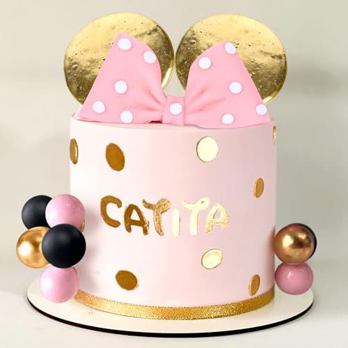 Maus Kuchen Topper rosa Bogen Gold Ohren Kuchen Dekorationen für Mädchen Geburtstag BabyDusche Party Supplies