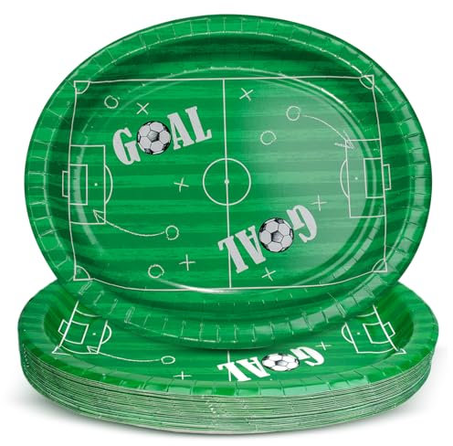 BFB Juego de Platos de papel ovalados de Fútbol 24 piezas 32 x 26 cm Platos de fiesta grandes desechables