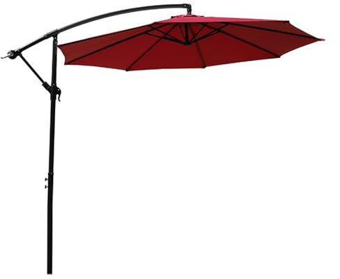 Parasol Déporté 300cm, Aluminium Parasol Suspendu Balcon, Protection UPF 50+, pour Jardin, Piscine, Terrasse(Rouge)