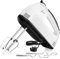 Hand Mixer Electric Hand Whisk, Hand Mixers for Baking, 5 Speed and 4 Stainless Steel Accessories Handheld Blender for Baking, White