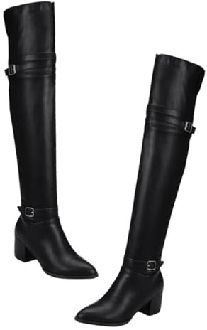 VANZACK 1 Paio stivali alla coscia Stivali invernali per le donne tacchi shoes for women zapatillas de mujer stivale lungo stivale con spesso Materiale suola: gomma Black