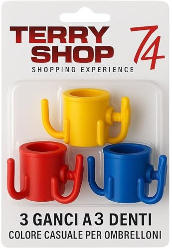 Terryshop74 3 ganci per ombrelloni estivi a 3 denti organizzazione spiaggia organizer borse colore casuale 3 pezzi Asciugamani/Cappelli/Vestiti/Fotocamera/Occhiali da Sole/Borse-Durevole