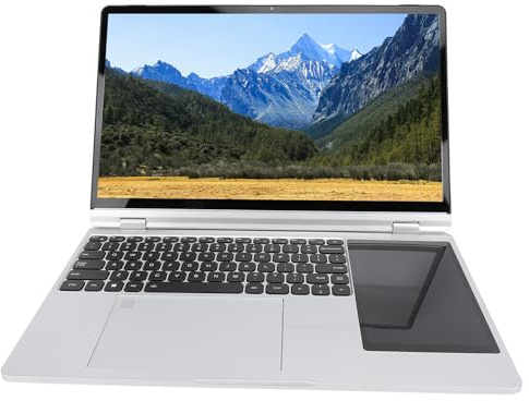 SENECESLI Doppelbildschirm -Laptop -PC, 15,6in Hauptbildschirm Doppelbildschirm Laptop 6.95in Sub Touchs Bildschirm Ergonomische Backbeleuchtung Tastatur für Siege 11 Pro (EU-Stecker)