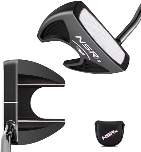 PGM 33 Golf Putters for Women Right Handed with Headcover, Alignment Aid High Moi Mallet Putter Golf Club for Straighter Putts Black