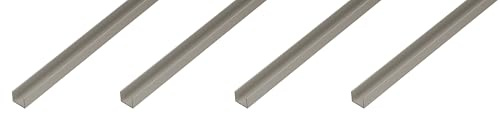 Alberts 4er Set U-Profil | speziell für 16 mm starke Spanplatten | Aluminium, silberfarbig eloxiert | 2000 x 19 x 15 mm