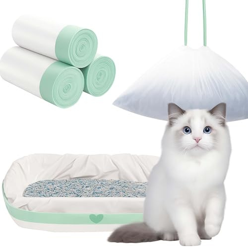 Katzenklo Beutel, 30 Stück 94x45cm Katzenklo Tüten mit Zugbändern | Katzentoilettenbeutel, Katzenstreutasche, Katzentoilette Müllbeutel für Wechsel Katzenstreu