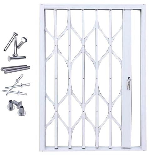 JLXJYS Schiebefenster Klappbares Geländer for Außenfenster aus weißem Aluminium, Sicherheitszäune und Einbruchgitter for Fenster im Kinderzimmer/Dachboden/Schuppen(W50xH60cm/20x24in)