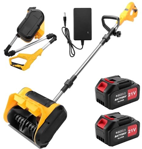 Liwogi 650W Akku Schneefräse Handgeführte Faltbar, Schneebürste Kehrmaschine Bürstenloser Motor für Gehwege,Auffahrt,Hof, 28cm Räumbreite, 14 cm Räumhöhe, Einstellbare Auswurfrichtung