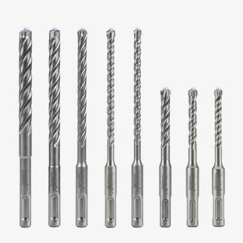Lot de 8 forets SDS-Plus pour marteau perforateur Ø 5-12 mm pour béton armé | 4 lames en carbure de tungstène, avec 3 forets courts et 5 longs – Compatible avec Bosch, Hilti, Makita