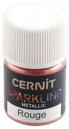 CERNIT CE6100005400C - Dose Pigmentpulver 5g, SPARKLING METALLIC, für Modelliermasse (Polymer) und Epoxidharz geeignet, für die Malerei, DIY- und Bastelprojekte, Rot mit Metalleffekt, 1 Stück