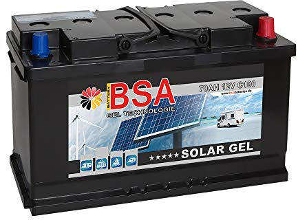 BSA Solar Gel Batterie 70Ah 12V Gelakku Solarbatterie Versorgungsbatterie - 6 Grössen (70Ah)