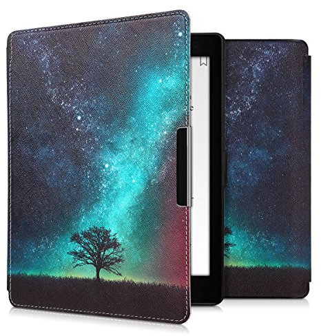 kwmobile Custodia eReader Compatibile con Kobo Aura ONE Cover - eBook Reader Flip Case - blu/grigio/nero - Natura e spazio