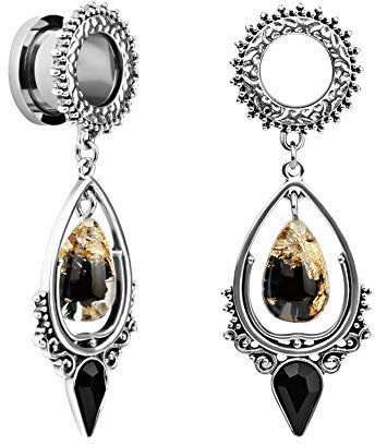 KUBOOZ 1 Paar Wassertropfen Vintage Anhänger Edelstahl Ohrstöpsel Tunnel Messgeräte Keil Piercings 6mm to 30mm
