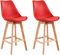 Happy Garden Lot de 2 tabourets de Bar Sven Rouges avec Coussin. Tabourets de Bar Style scandinave avec Dossier et Repose-Pieds, tabourets de Cuisine, Pieds en Bois de hêtre Massif