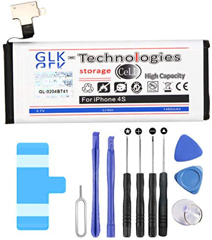 High Power Ersatzakku kompatibel mit iPhone 4S | Original GLK-Technologies Battery |1460 mAh Akku | inkl. Werkzeug Set Kit Neuer Preis 2021