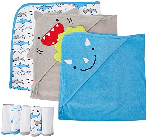 Simple Joys by Carter's Baby-Jungen 8-Piece Towel and Washcloth Winter-Zubehör-Set, Haifisch, Einheitsgröße